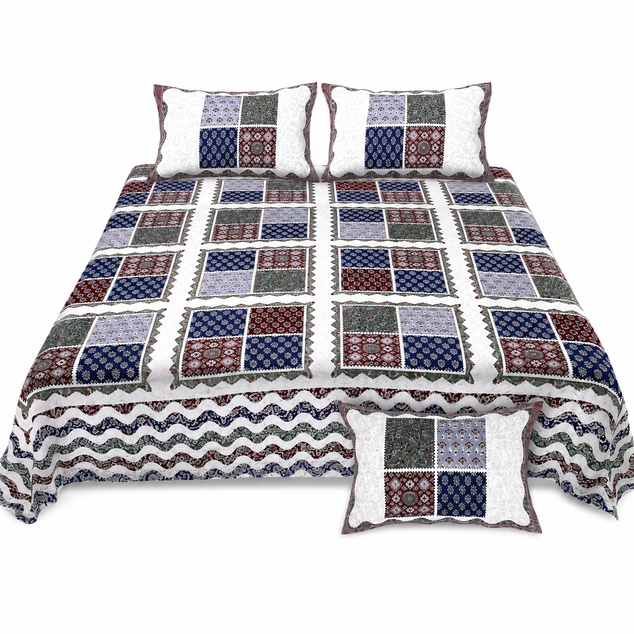 Sriora Enterprises Pure Cotton Printed Double Bedsheet 93×108 Inches with 2 Pillow Covers with Zip | TC 290 | White Multicolor thumbnail 5